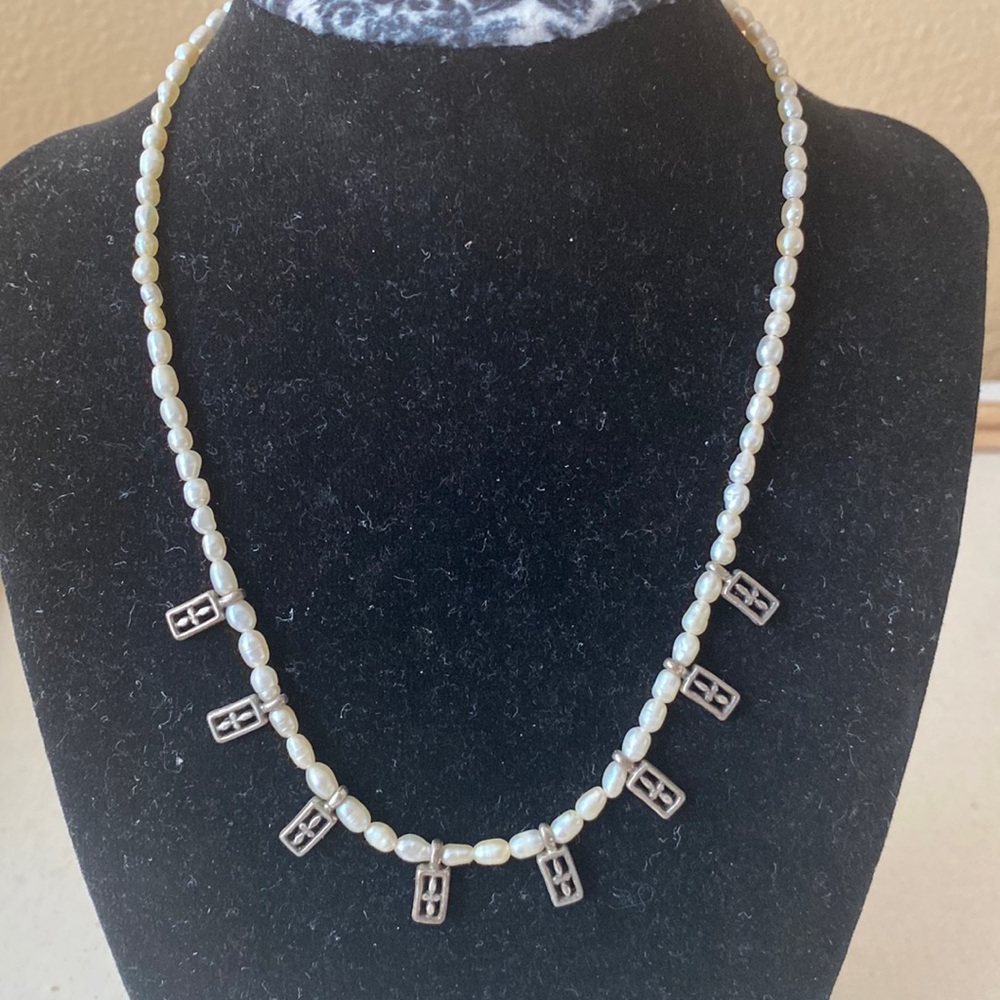 Vintage Napier Small Pearls Silver Tone Necklace